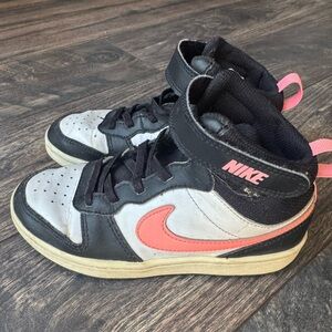 Nike court Kids Black and Pink High-Top Sneakers